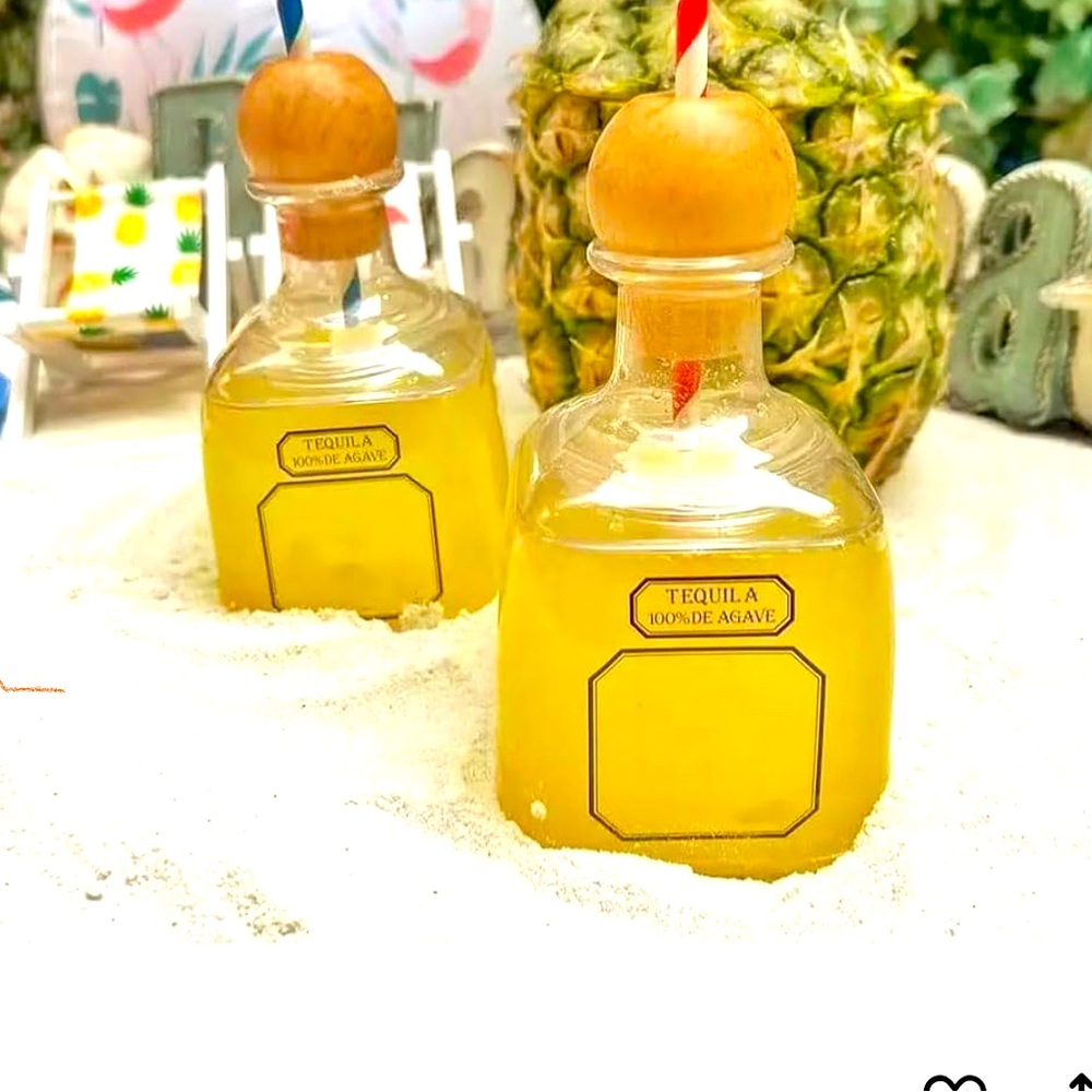 2 Mini Patron Tequila Plastic Shaker Cups with straws NEW NEVER USED.